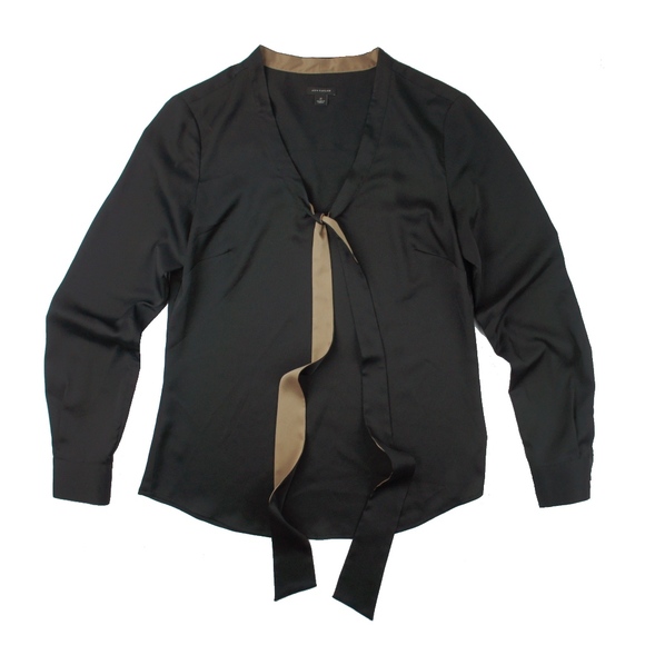 Ann Taylor Tops - ANN TAYLOR Black Camel Front Tie Blouse